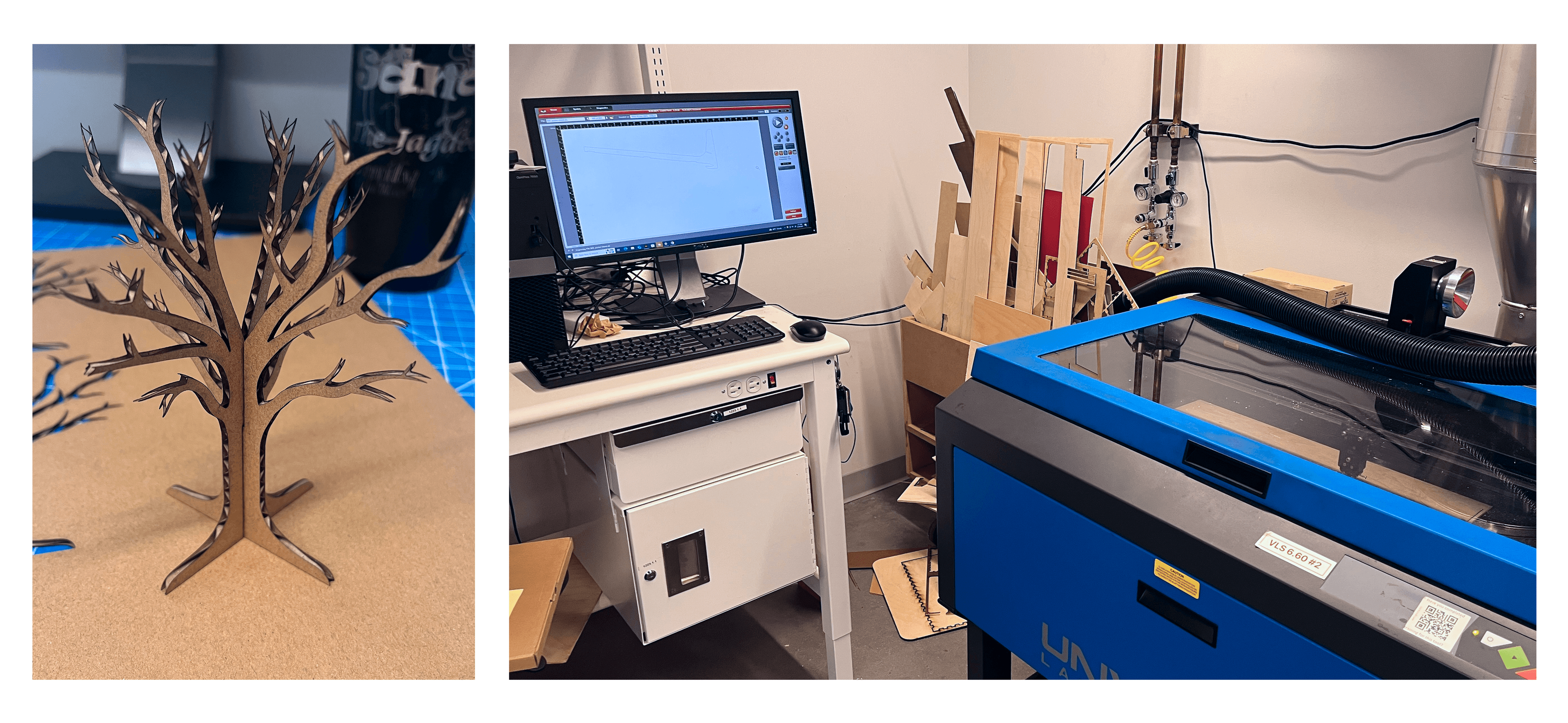 Image: Cardboard prototypes and laser cutting process