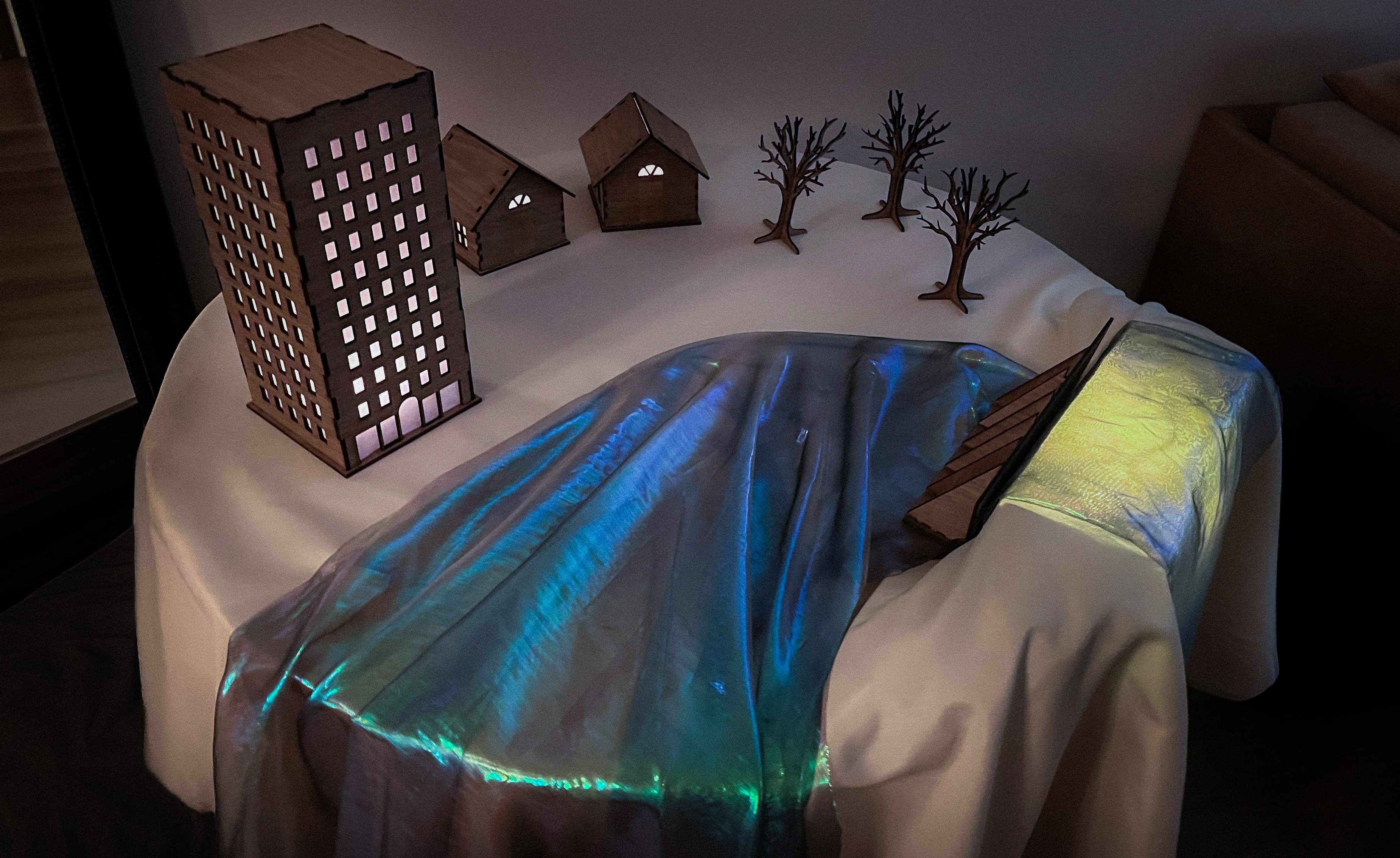 Image: Final wooden models and table setup