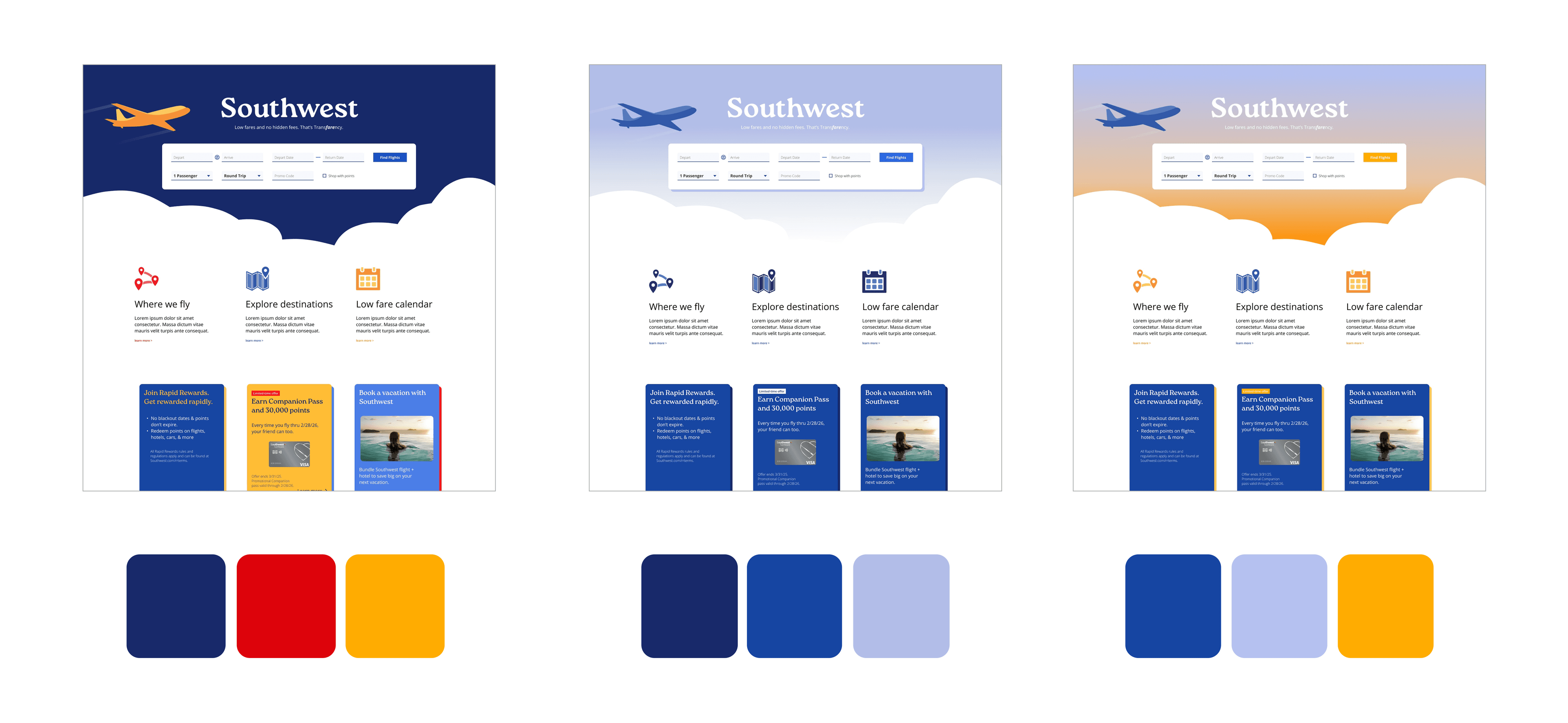 Image: Three color study iterations