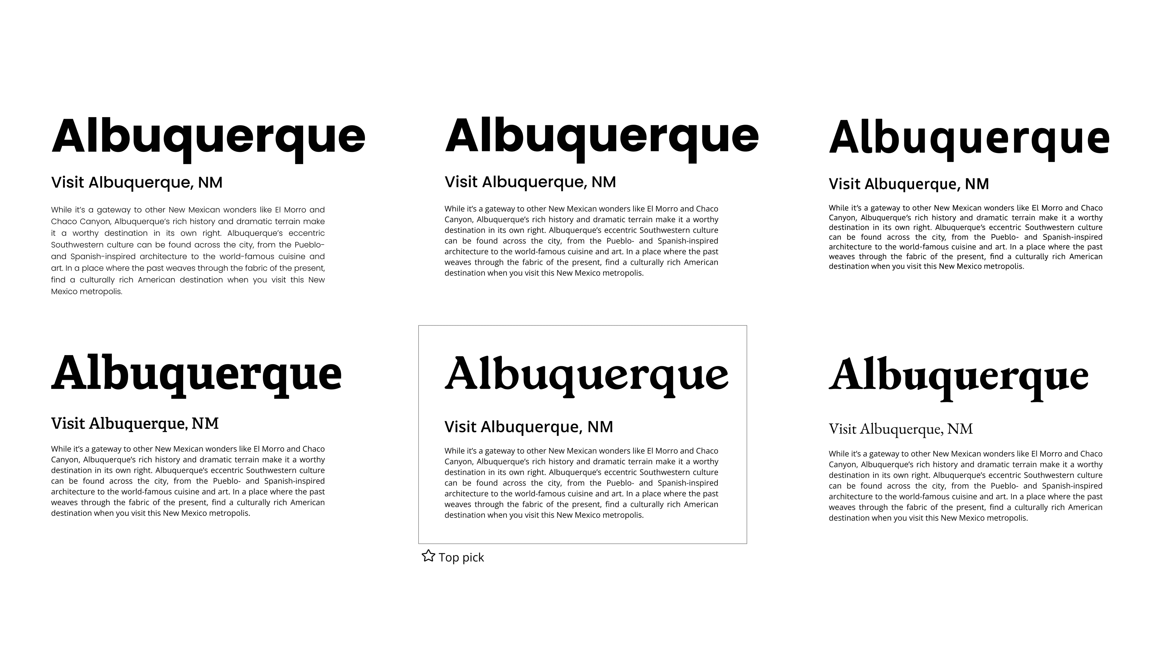 Image: Typography studies and pairing tests